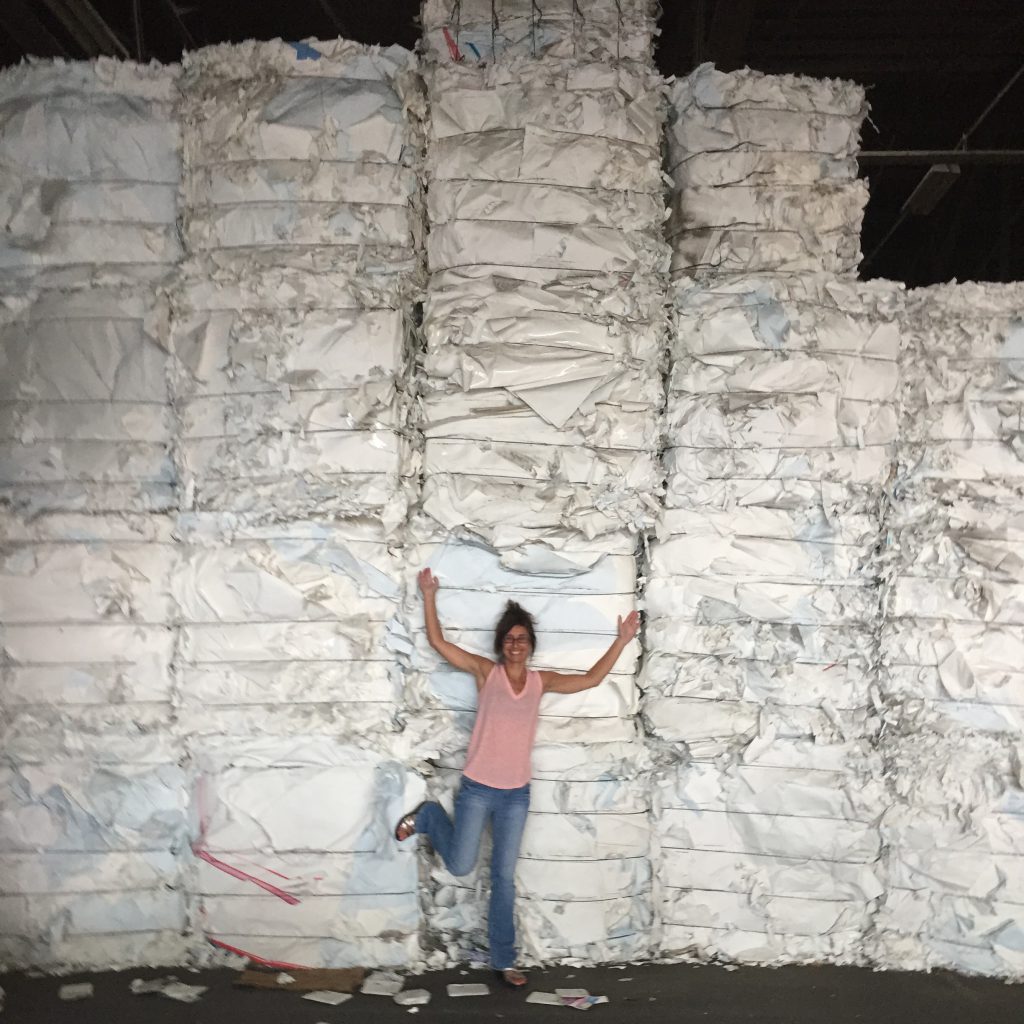 Lisa in Front of Paper Bales in Plant 1